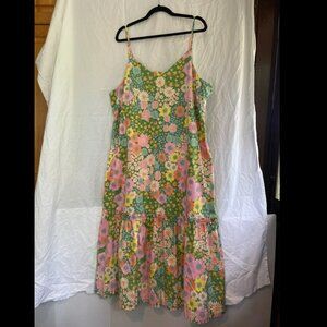 Scoop Retro Floral Print Dress in XXL